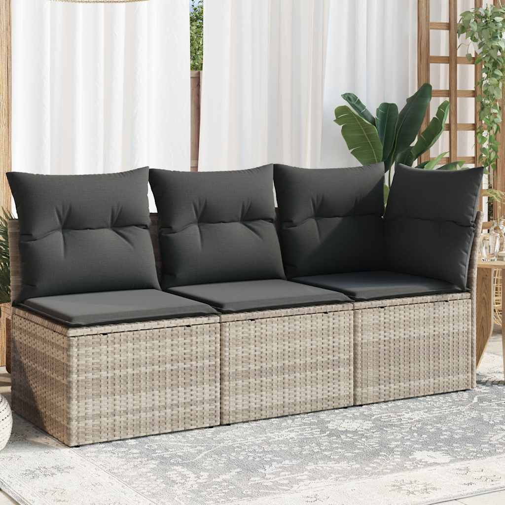 Tuinbank 3-Zits Met Kussens Poly Rattan