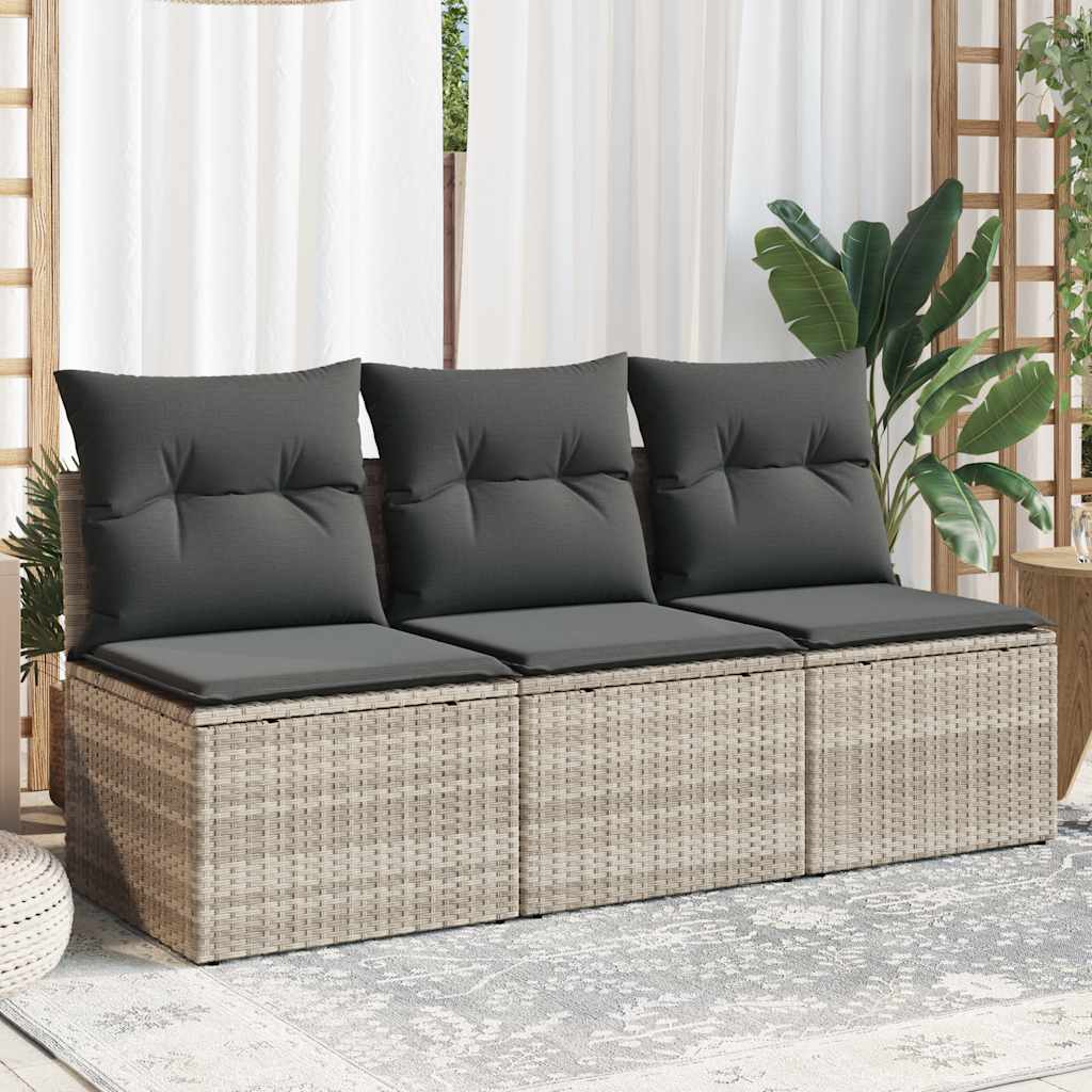 Tuinbank 3-Zits Met Kussens Poly Rattan