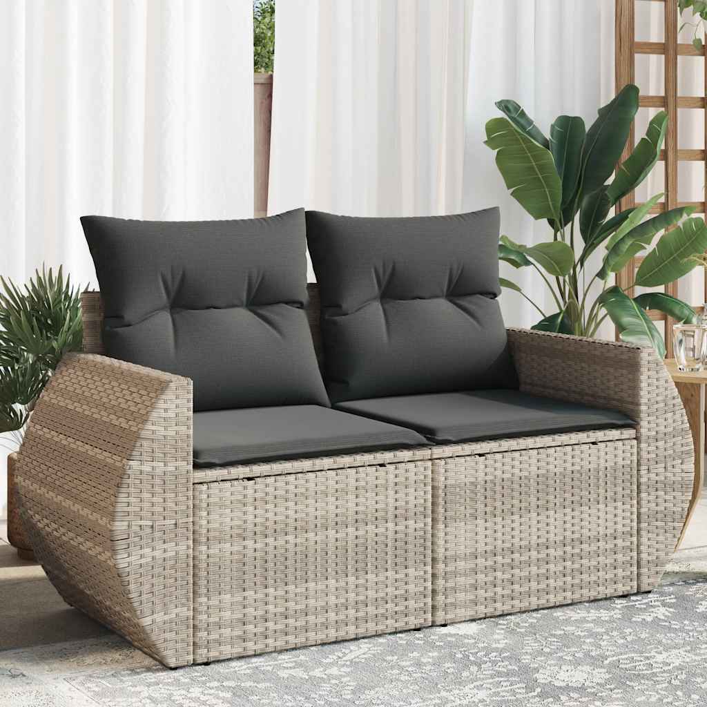 Tuinbank 2-Zits Met Kussens Poly Rattan