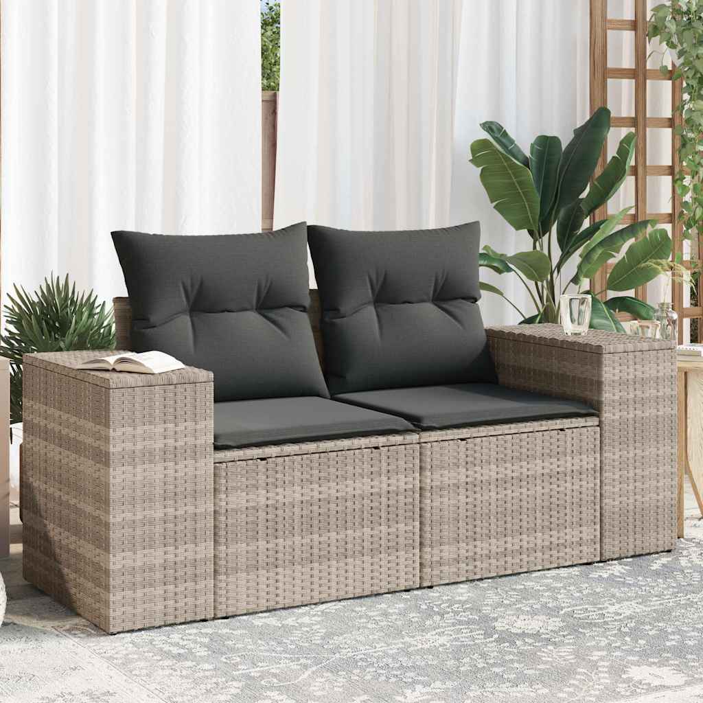 Tuinbank 2-Zits Met Kussens Poly Rattan