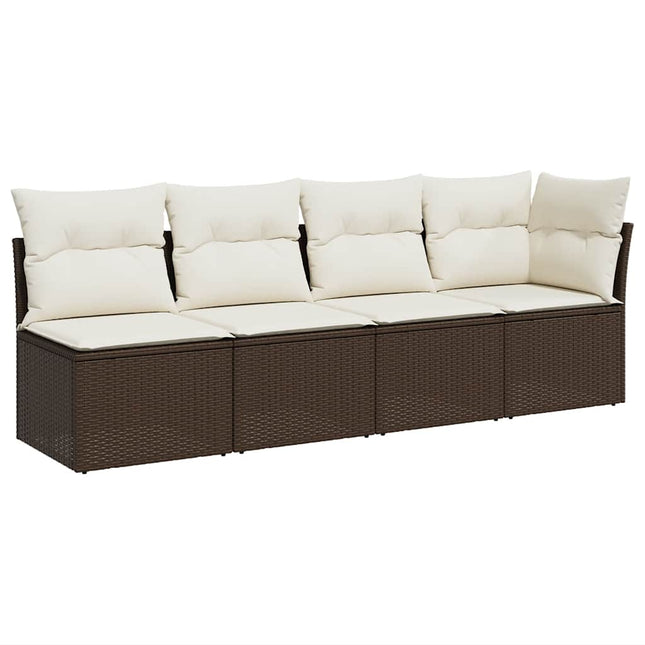 Tuinbank 4-Zits Met Kussens Poly Rattan