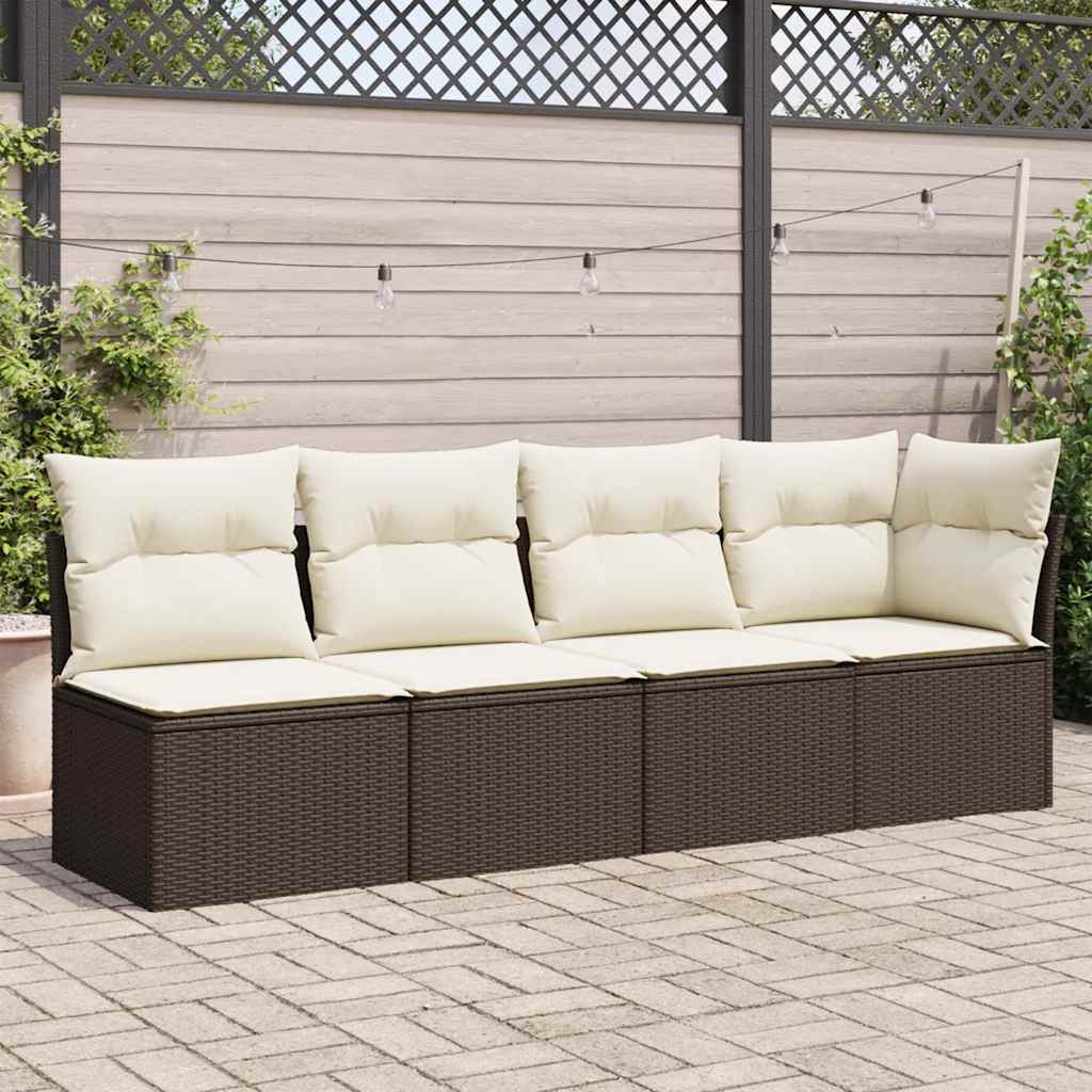 Tuinbank 4-Zits Met Kussens Poly Rattan