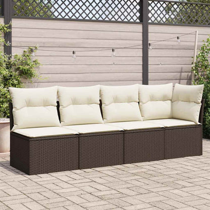 Tuinbank 4-Zits Met Kussens Poly Rattan