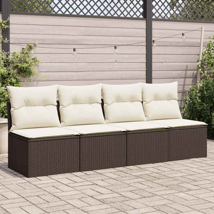 Tuinbank 4-Zits Met Kussens Poly Rattan