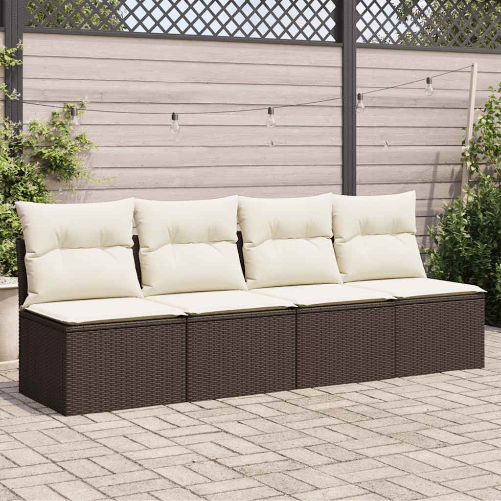Tuinbank 4-Zits Met Kussens Poly Rattan