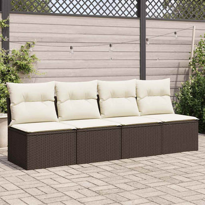 Tuinbank 4-Zits Met Kussens Poly Rattan