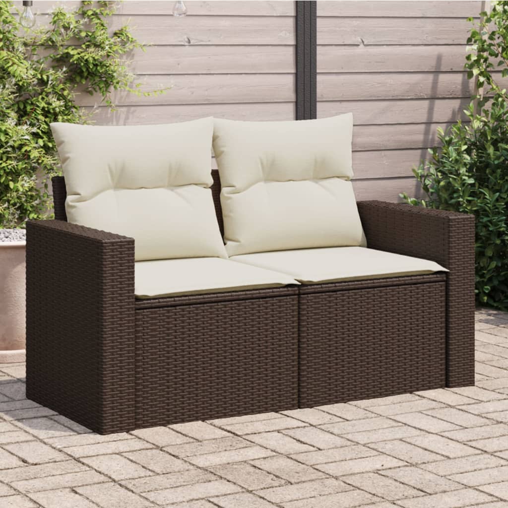 Tuinbank 2-Zits Met Kussens Poly Rattan