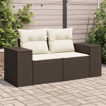 Tuinbank 2-Zits Met Kussens Poly Rattan