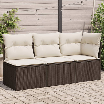Tuinbank 3-Zits Met Kussens Poly Rattan