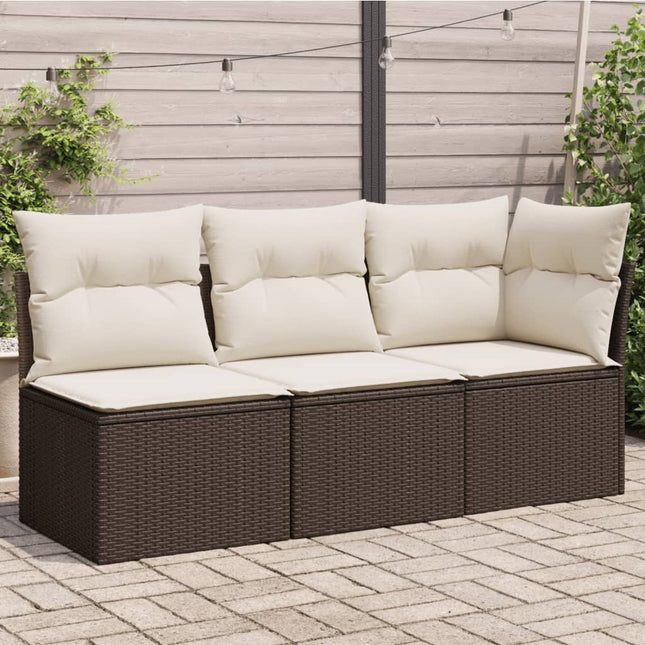 Tuinbank 3-Zits Met Kussens Poly Rattan
