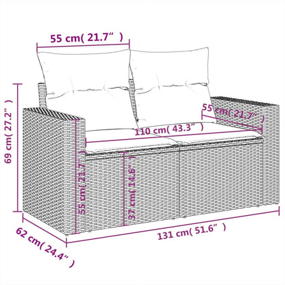 Tuinbank Met Kussens 2-Zits Poly Rattan