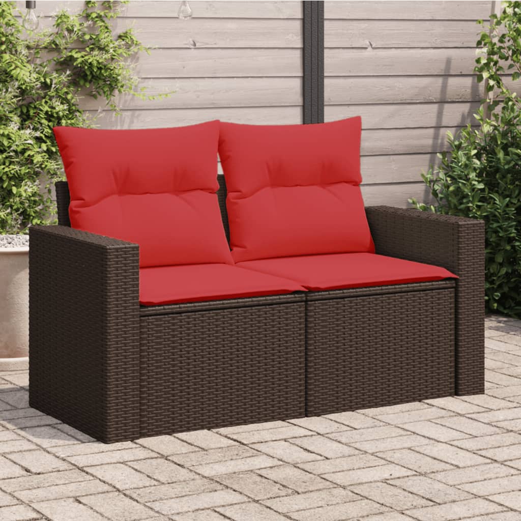 Tuinbank Met Kussens 2-Zits Poly Rattan