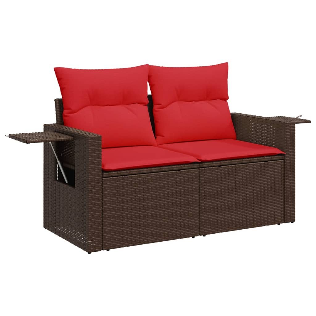 Tuinbank Met Kussens 2-Zits Poly Rattan