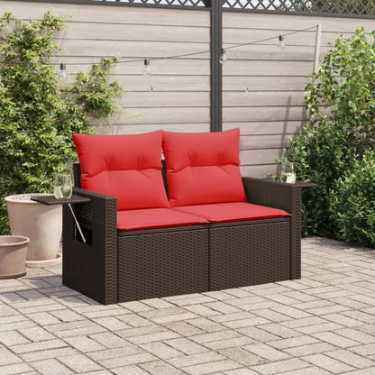 Tuinbank Met Kussens 2-Zits Poly Rattan