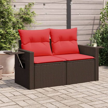 Tuinbank Met Kussens 2-Zits Poly Rattan