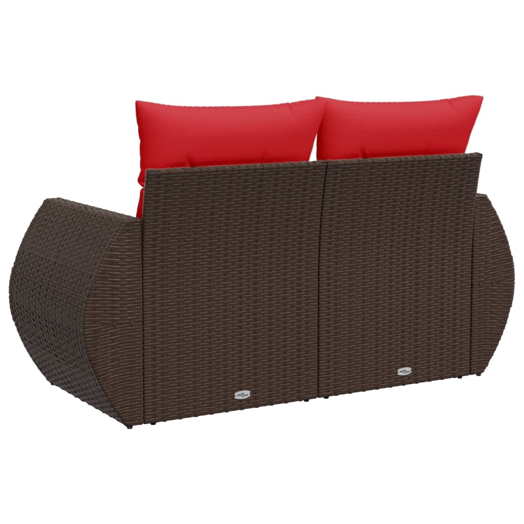 Tuinbank Met Kussens 2-Zits Poly Rattan