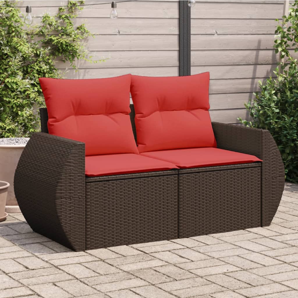 Tuinbank Met Kussens 2-Zits Poly Rattan