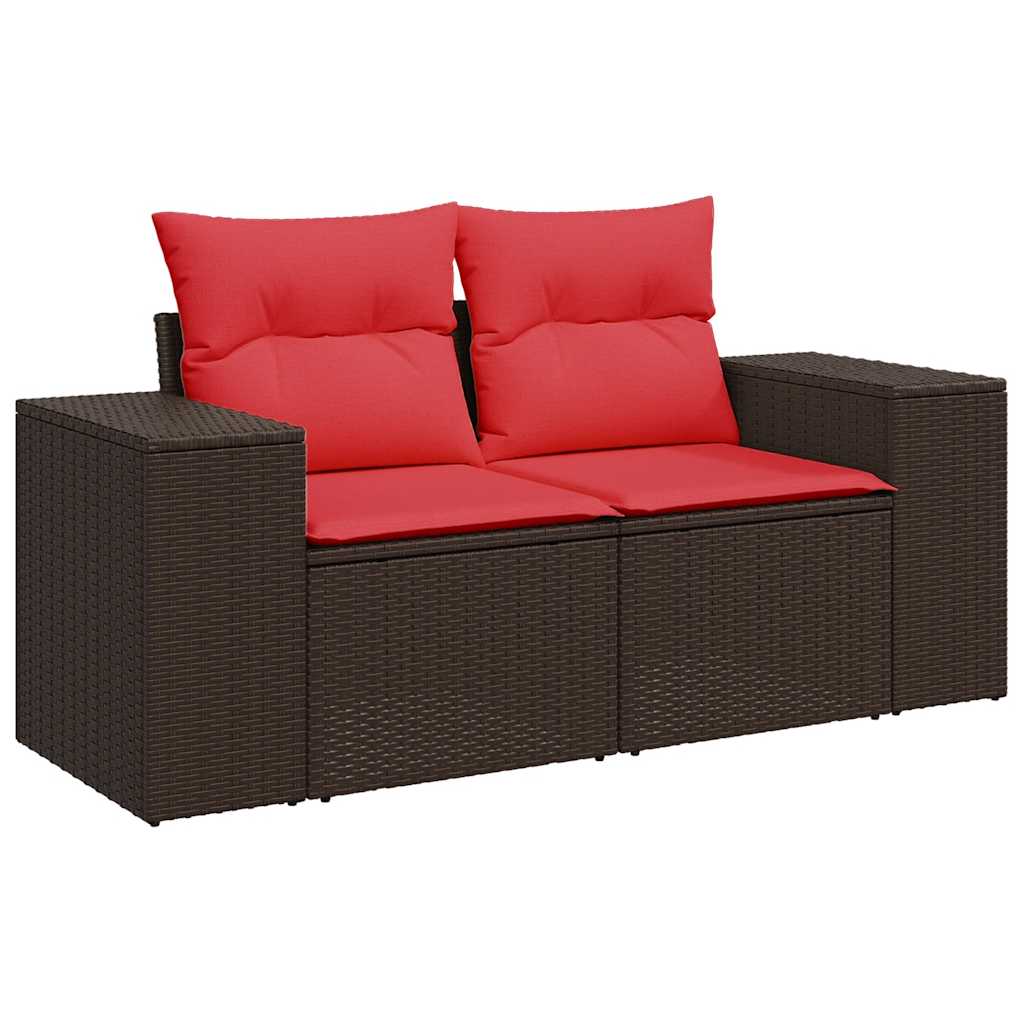 Tuinbank Met Kussens 2-Zits Poly Rattan