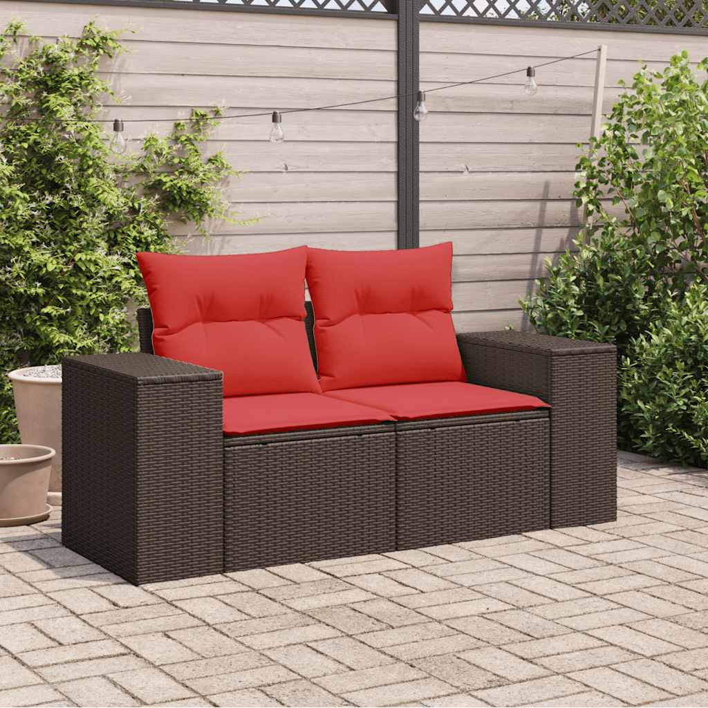 Tuinbank Met Kussens 2-Zits Poly Rattan