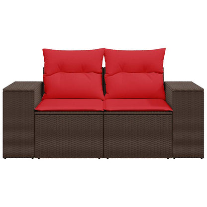 Tuinbank Met Kussens 2-Zits Poly Rattan