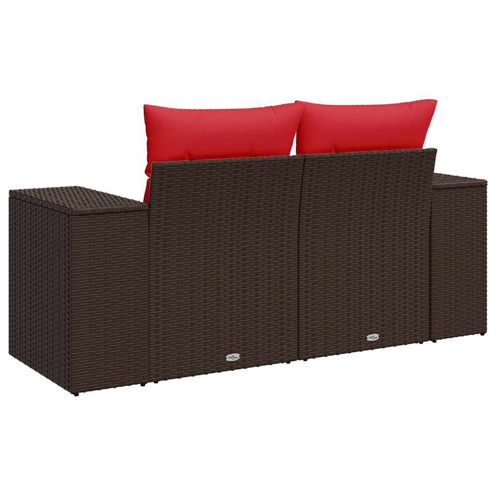 Tuinbank Met Kussens 2-Zits Poly Rattan