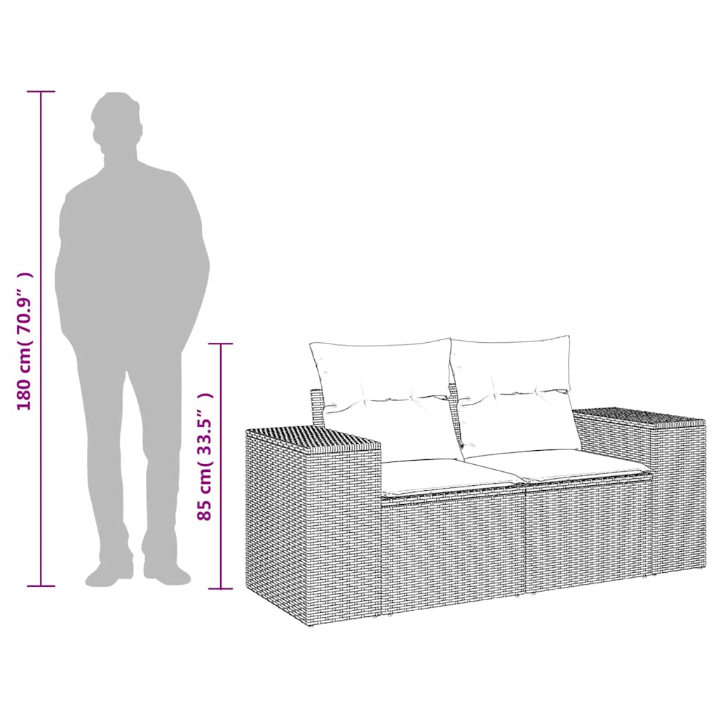 Tuinbank Met Kussens 2-Zits Poly Rattan