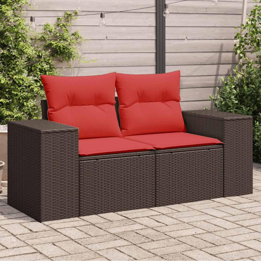 Tuinbank Met Kussens 2-Zits Poly Rattan