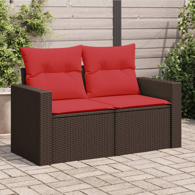 Tuinbank Met Kussens 2-Zits Poly Rattan