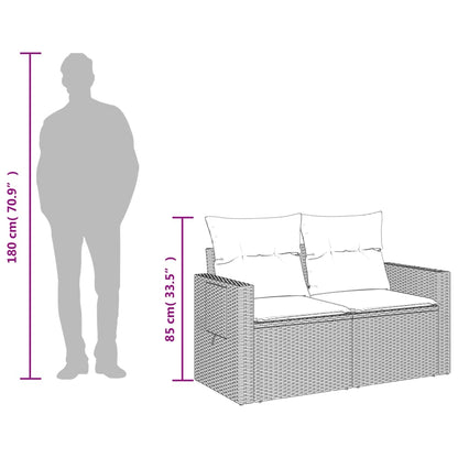 Tuinbank Met Kussens 2-Zits Poly Rattan