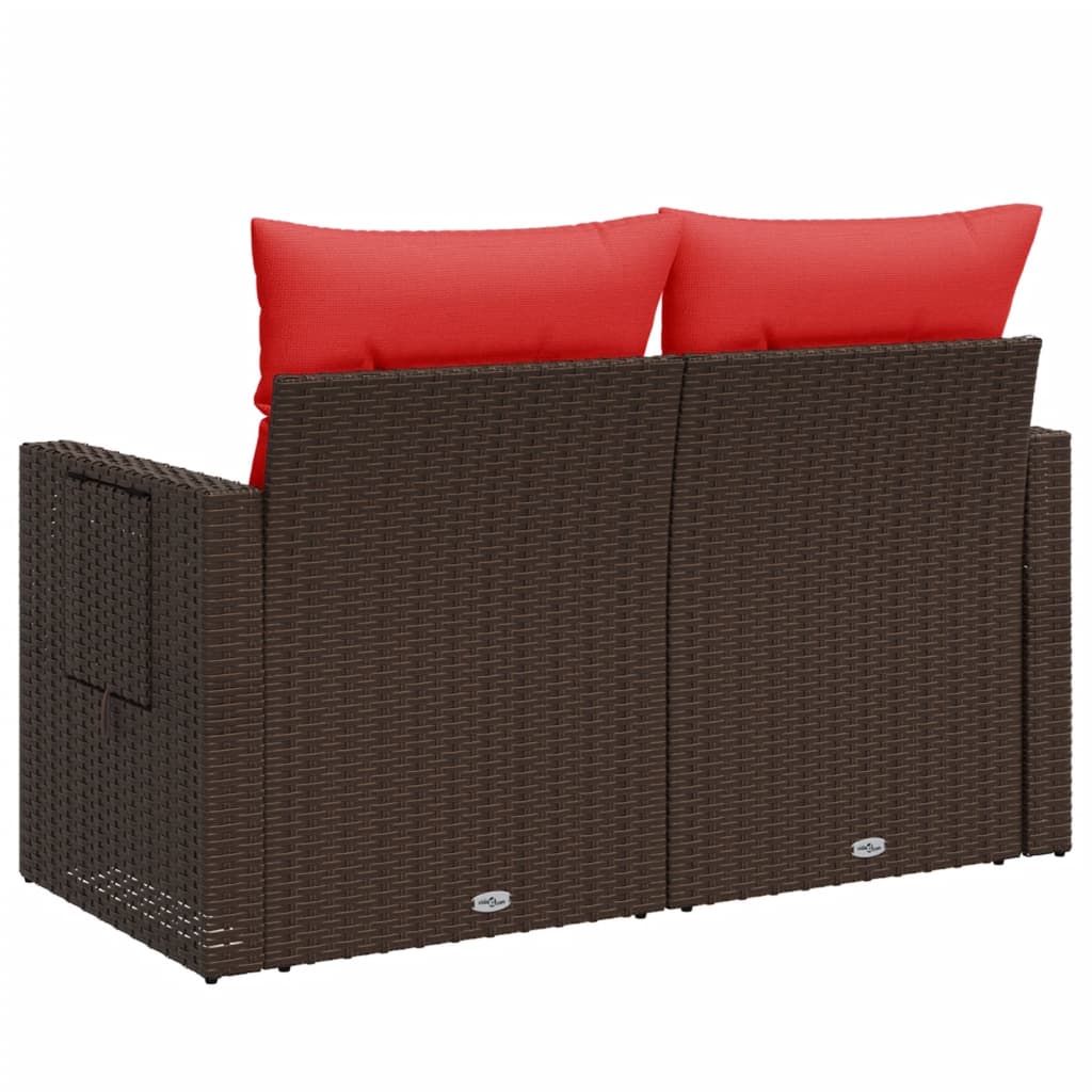 Tuinbank Met Kussens 2-Zits Poly Rattan