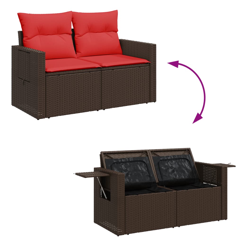 Tuinbank Met Kussens 2-Zits Poly Rattan
