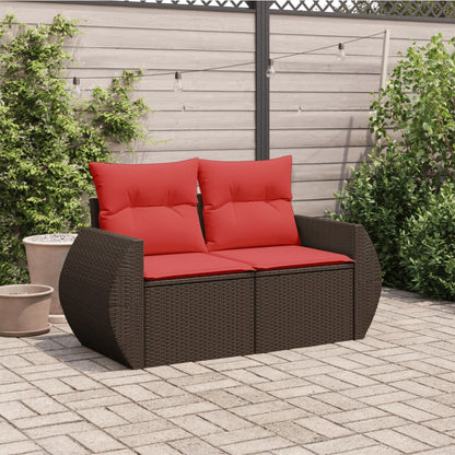 Tuinbank Met Kussens 2-Zits Poly Rattan