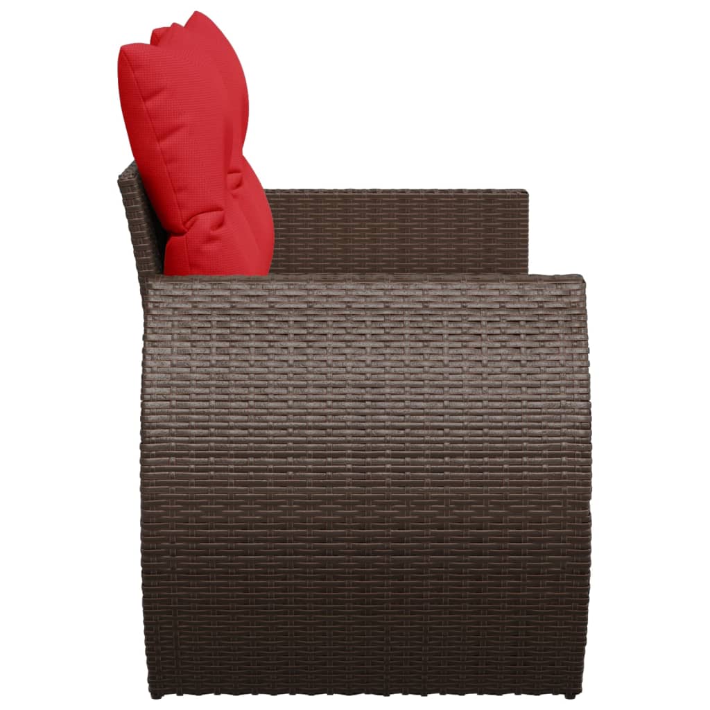 Tuinbank Met Kussens 2-Zits Poly Rattan
