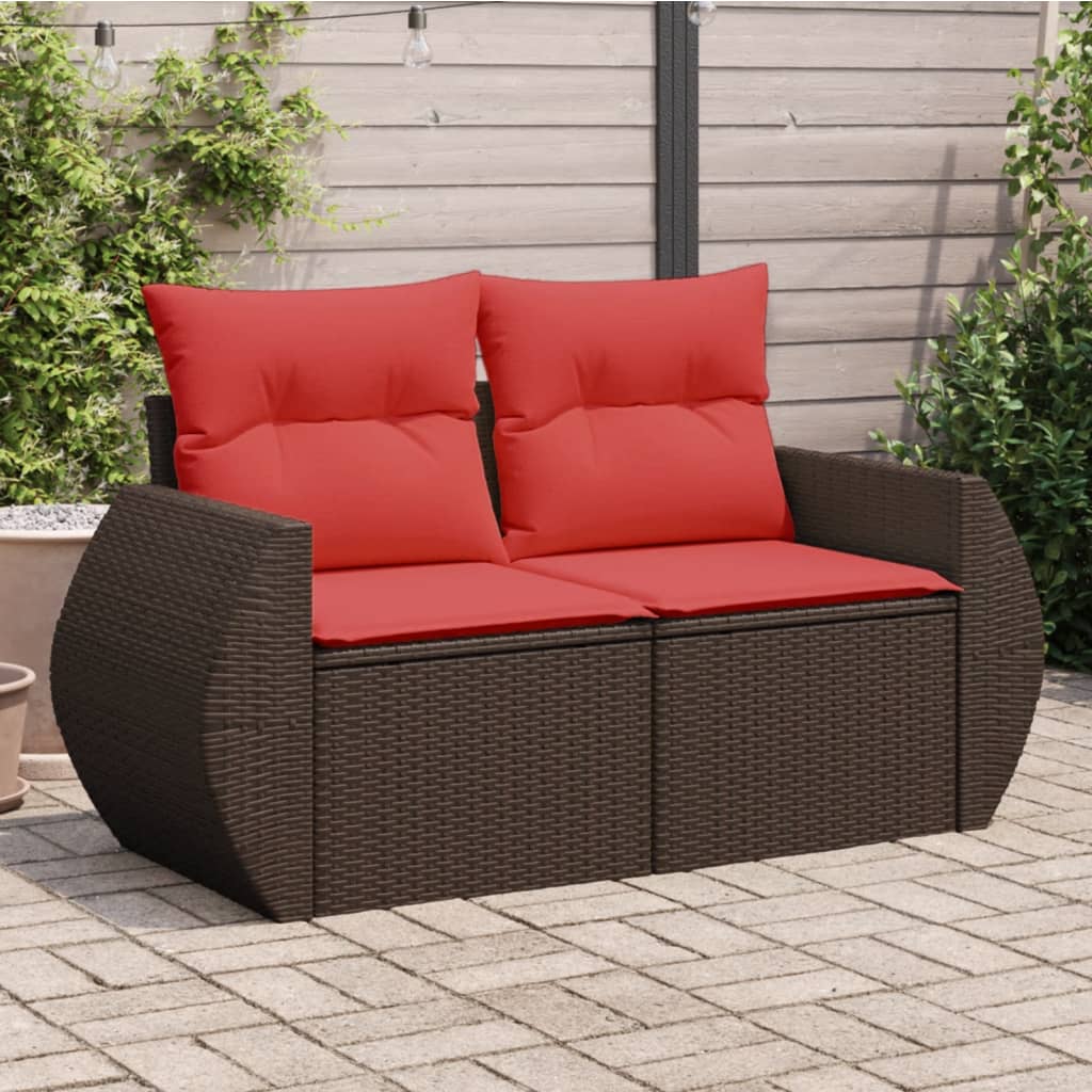 Tuinbank Met Kussens 2-Zits Poly Rattan