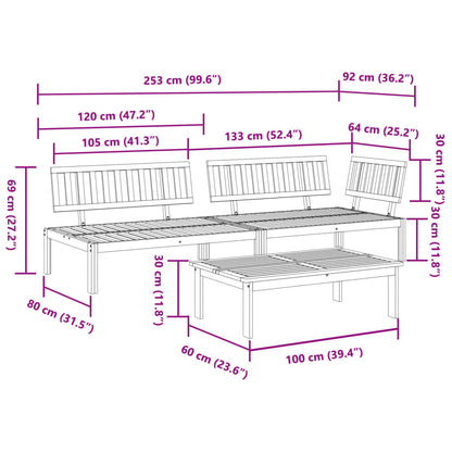 3-Delige Loungeset Pallet Massief Acaciahout