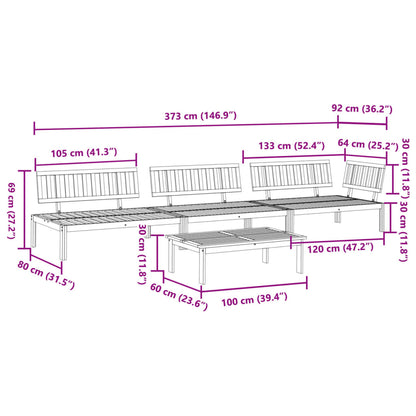 4-Delige Loungeset Pallet Massief Acaciahout