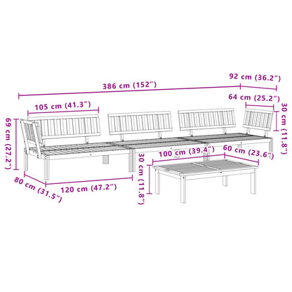 4-Delige Loungeset Pallet Massief Acaciahout