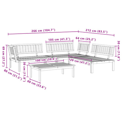 4-Delige Loungeset Pallet Massief Acaciahout