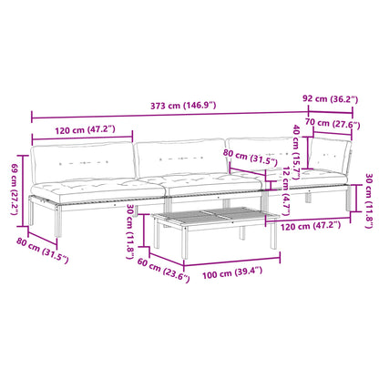 4-Delige Loungeset Pallet Met Kussens Massief Acaciahout Antraciet
