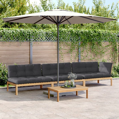 4-Delige Loungeset Pallet Met Kussens Massief Acaciahout Antraciet