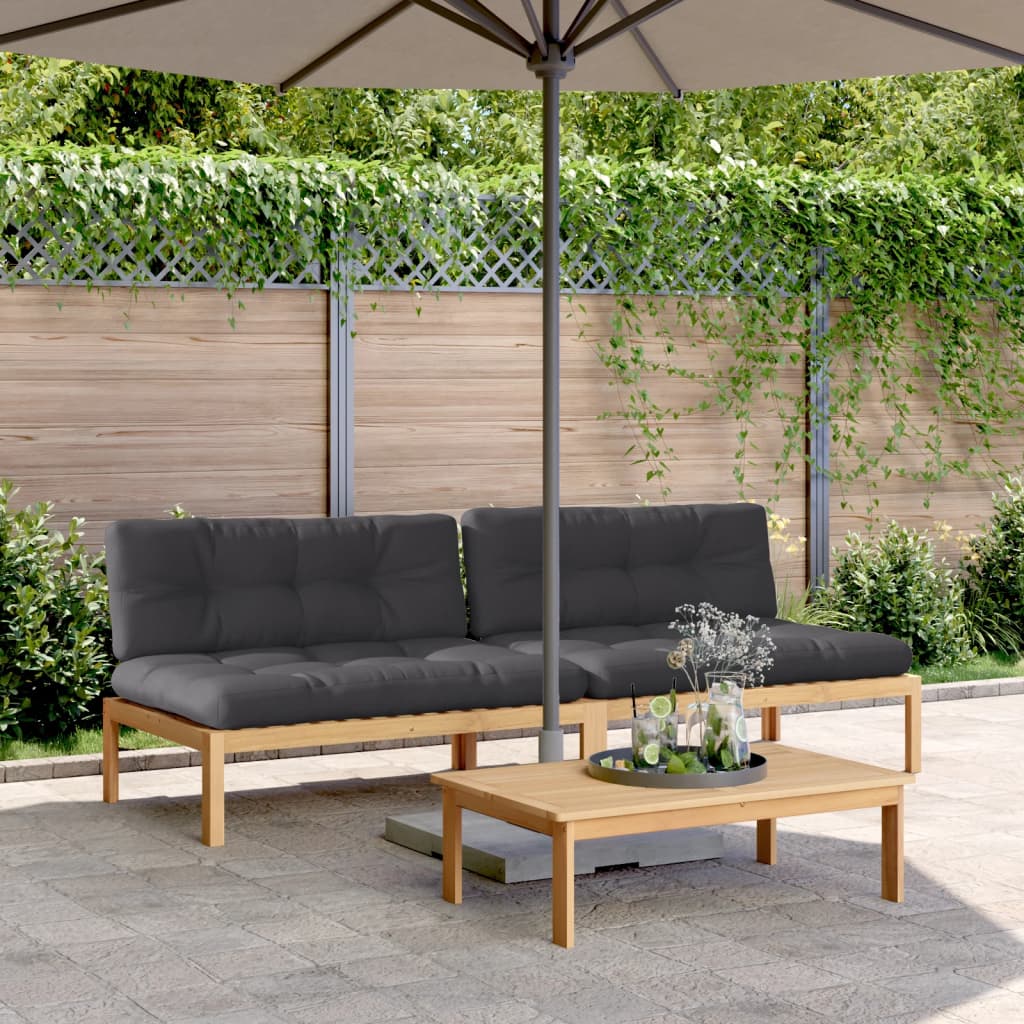 Tuinmiddenbanken 2 St Pallet Met Kussens Massief Acaciahout Antraciet
