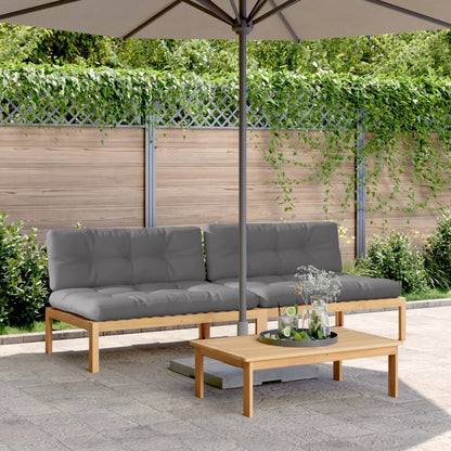 Tuinmiddenbanken 2 St Pallet Met Kussens Massief Acaciahout Grijs