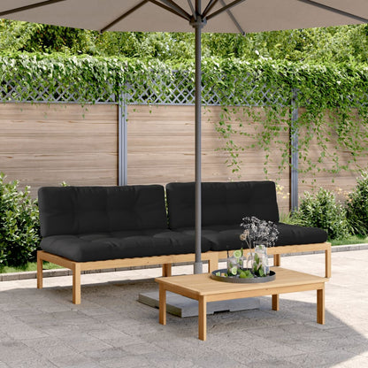 Tuinmiddenbanken 2 St Pallet Met Kussens Massief Acaciahout Zwart