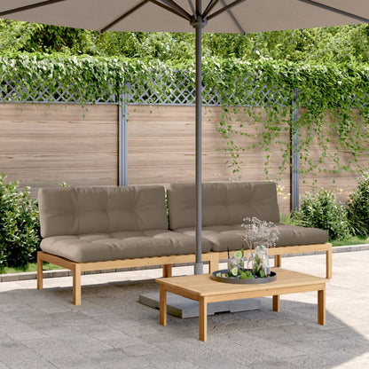 Tuinmiddenbanken 2 St Pallet Met Kussens Massief Acaciahout Taupe