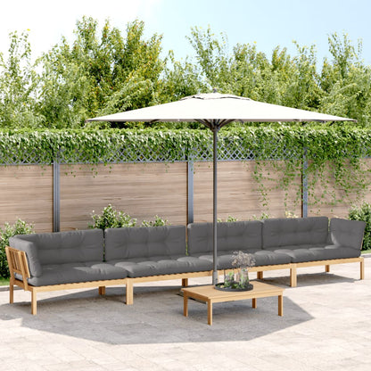 5-Delige Loungeset Pallet Met Kussens Massief Acaciahout Grijs