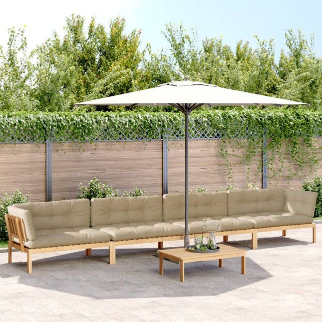 5-Delige Loungeset Pallet Met Kussens Massief Acaciahout Beige