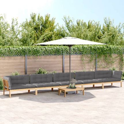 6-Delige Loungeset Pallet Met Kussens Massief Acaciahout