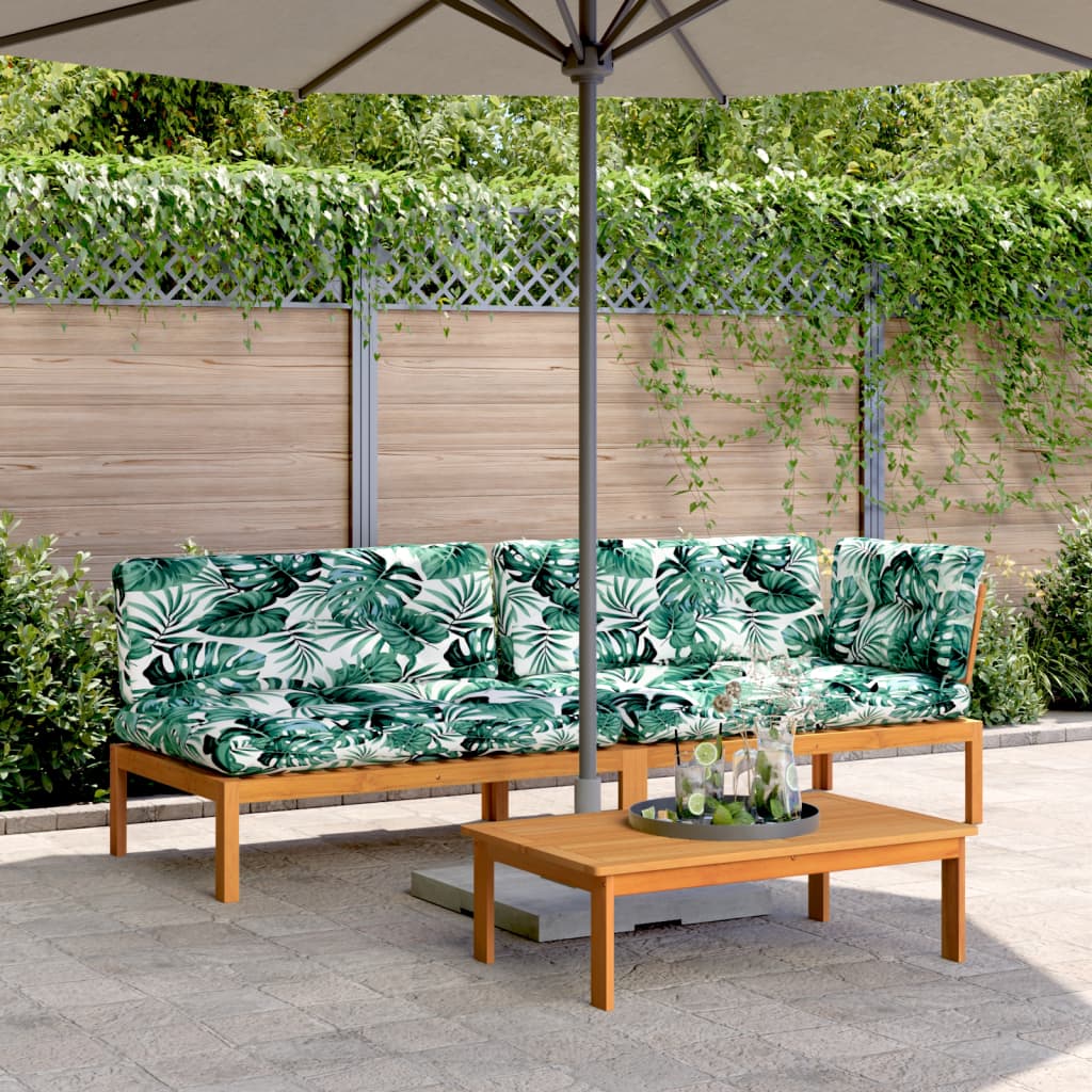 3-Delige Loungeset Pallet Met Kussens Massief Acaciahout