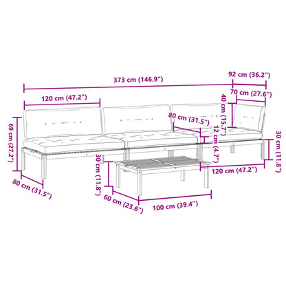 4-Delige Loungeset Pallet Met Kussens Massief Acaciahout Grijs
