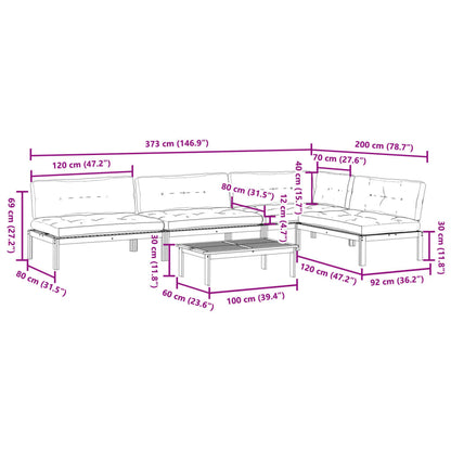 5-Delige Loungeset Pallet Met Kussens Massief Acaciahout Antraciet